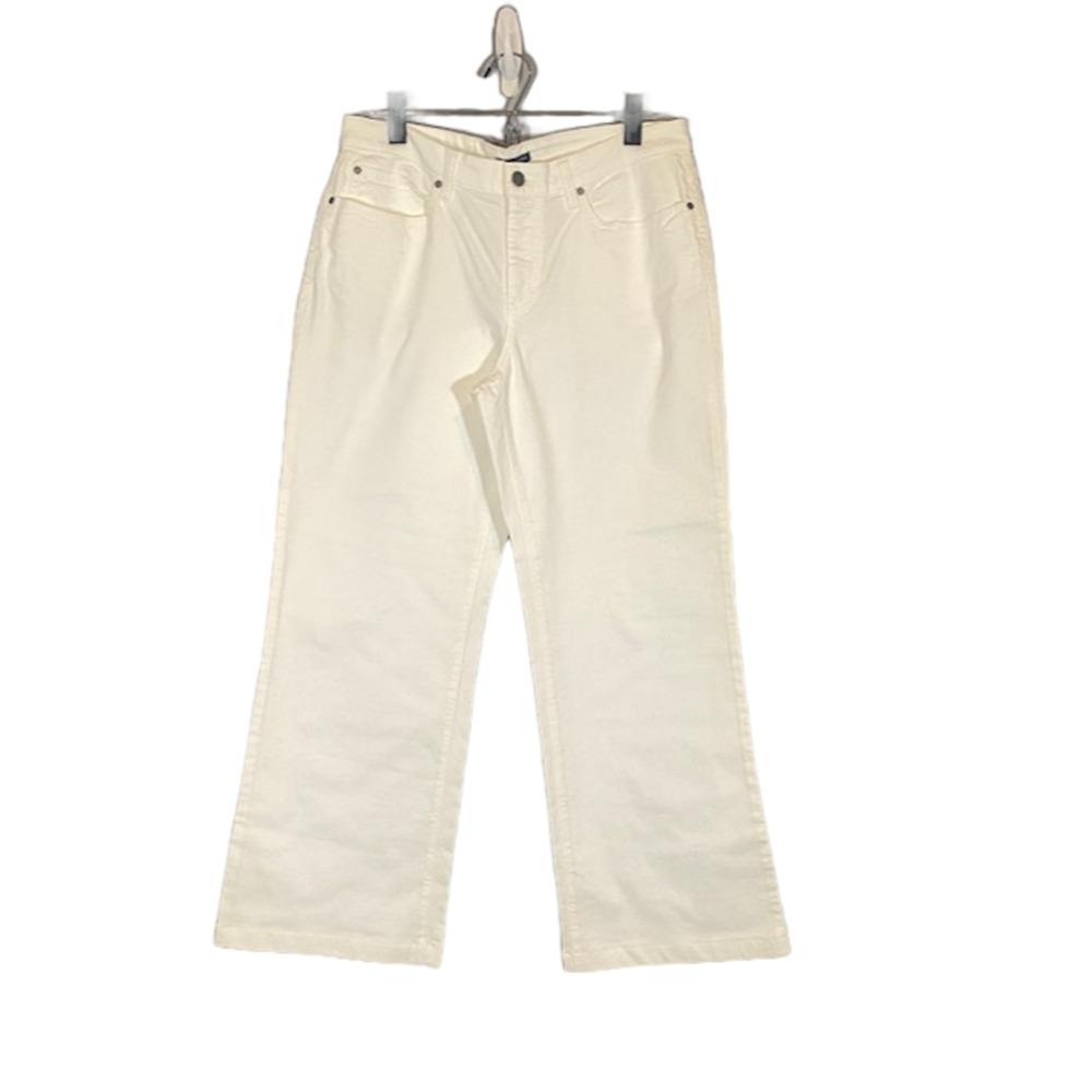 Eileen Fisher Women’s White Organic Cotton Blend Boot Cut Denim Jeans Size 10